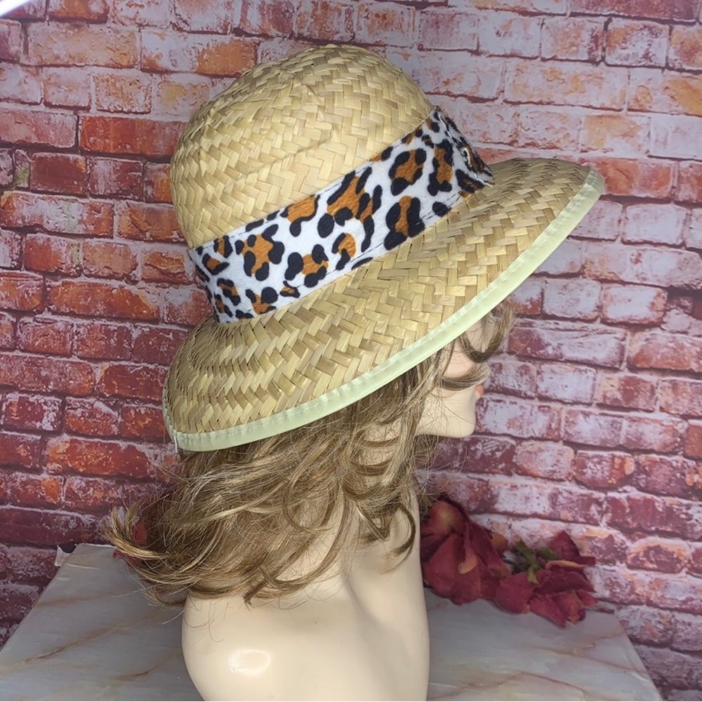 Straw Safari Sun Hat with Leopard Print Band